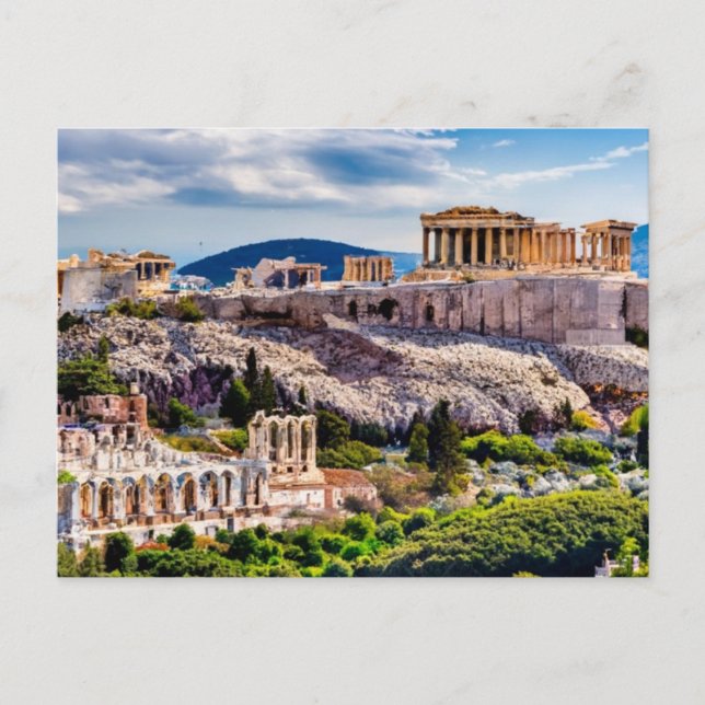 Postal Acrópolis Atenas, Grecia (Anverso)