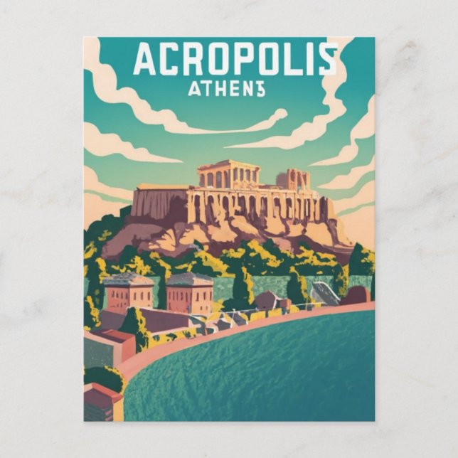 Postal Acrópolis Atenas, Grecia (Anverso)
