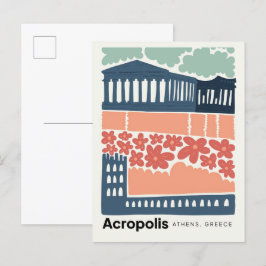 Postal Acrópolis Atenas Grecia arte abstracto de viaje fl