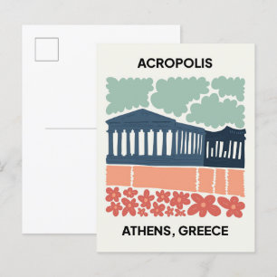 Postal Acrópolis Atenas Grecia arte abstracto de viaje fl