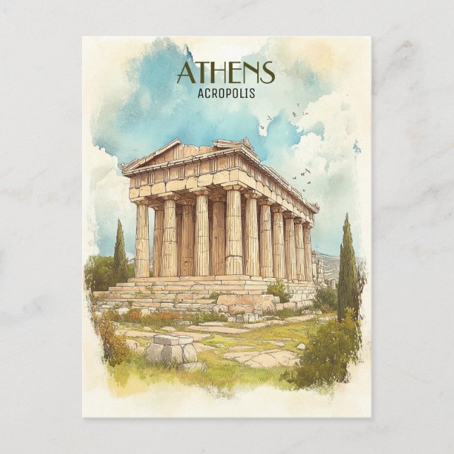 Postal Acrópolis, Atenas Grecia Viajes (Anverso)