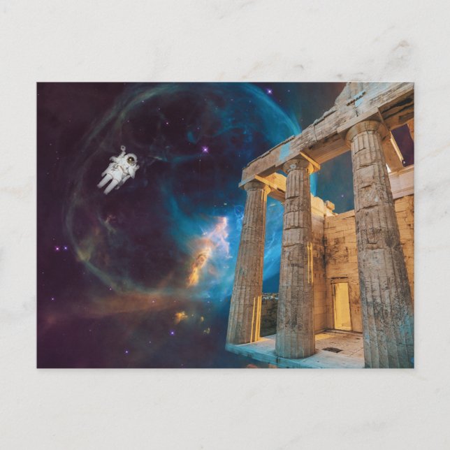 Postal Acrópolis de Partenón Grecia se encuentra con espa (Anverso)