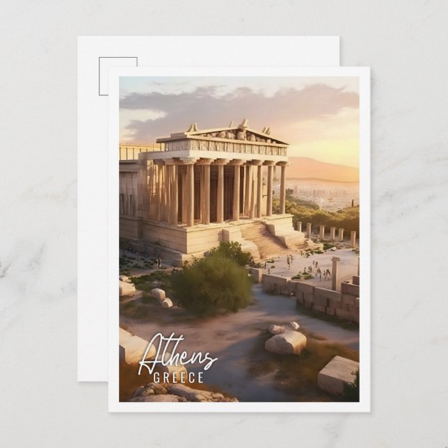 Postal Acrópolis histórica de Atenas Grecia (Anverso / Reverso)