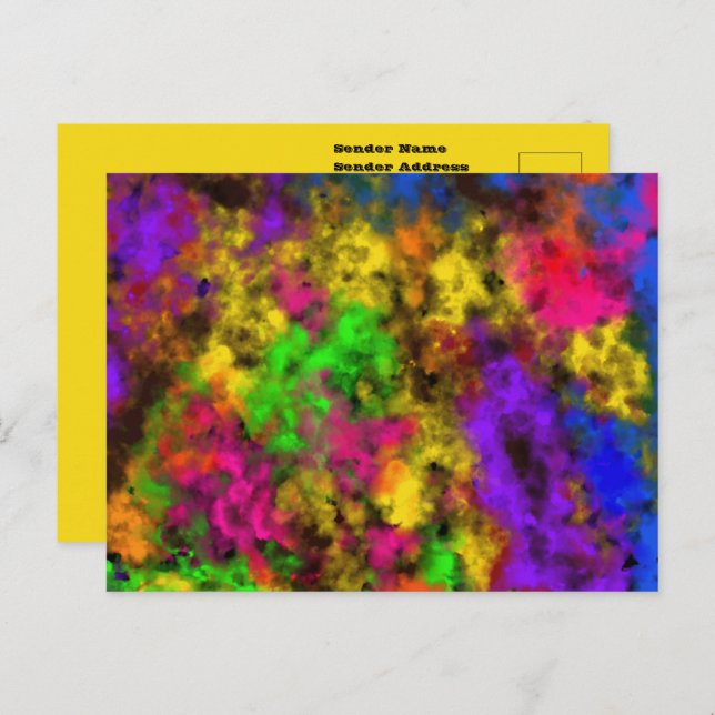 Postal Acrylic Neon Colors Paint Splatter Splash Abstract (Anverso / Reverso)