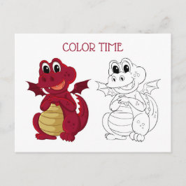 Postal Actividad de coloración infantil suave Dragón rojo