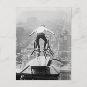 Postal Acto de equilibrio en la azotea, 1910