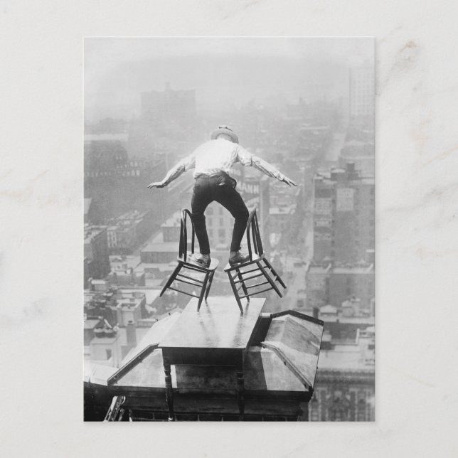 Postal Acto de equilibrio en la azotea, 1910 (Anverso)
