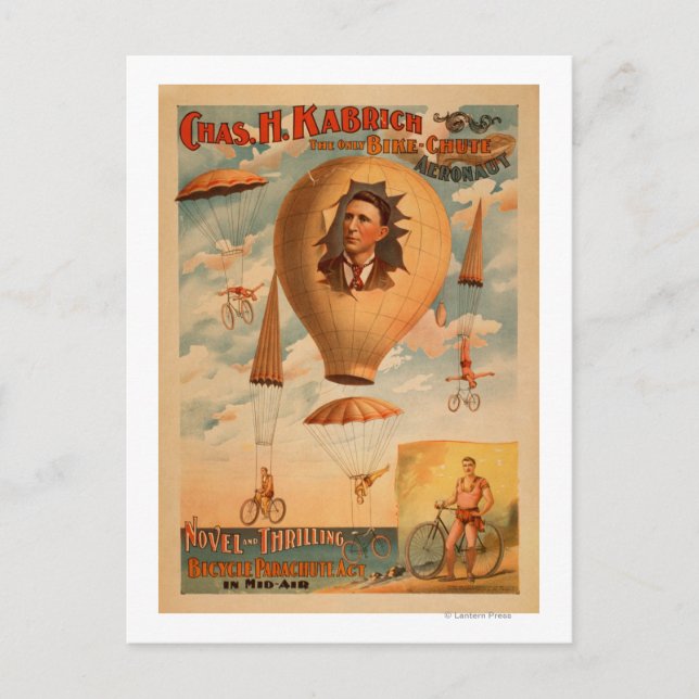 Postal Acto de paracaídas en bicicleta en un teatro al ai (Anverso)