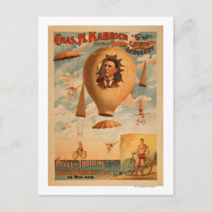 Postal Acto de paracaídas en bicicleta en un teatro al ai