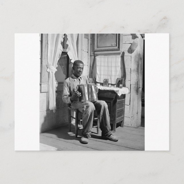 Postal Actor de acordeón afroamericano, 1941 (Anverso)