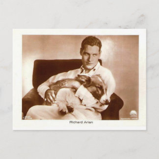 Postal Actor de pantalla Richard Arlen con perro