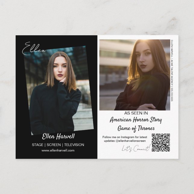 Postal Actor Model Composite 3 Photo Promo Card Postcard (Reverso)