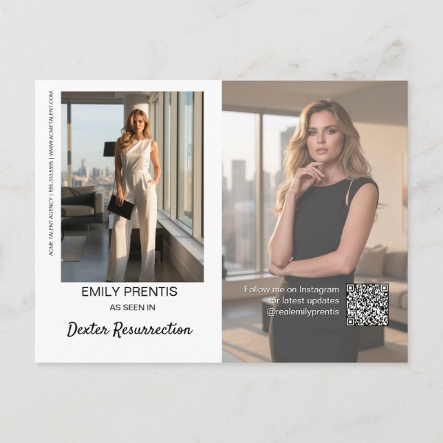 Postal Actor Promo Card | 3 Photo Composite Postcard (Reverso)