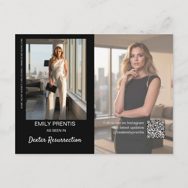 Postal Actor Promo Card | 3 Photo Composite Postcard (Reverso)