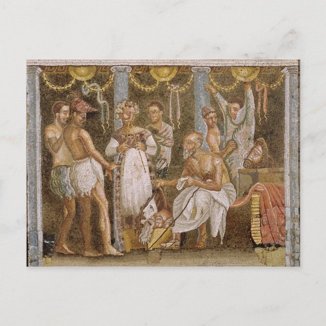 Postal Actores ensayando para una obra satírica, c.62-79  (Anverso)