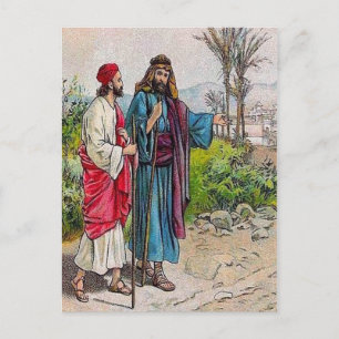 Postal Actos 11:19-26 Barnabas lleva Saul a la publicació