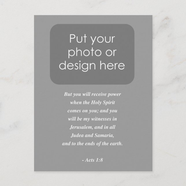 Postal ACTOS 1:8 Verso de la Biblia (Anverso)