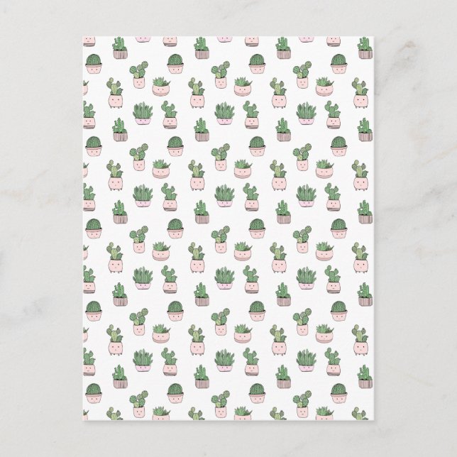 Postal Actos exitosos sonrientes en macetas de flores ros (Anverso)