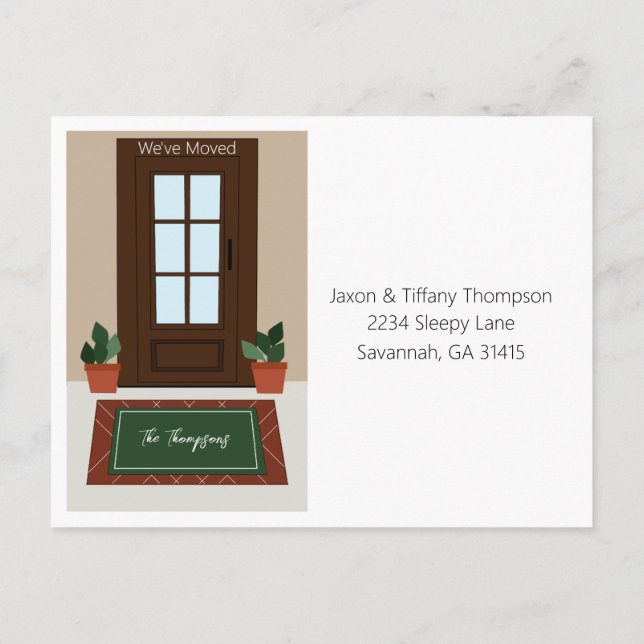 Postal Actualice Nuestra Puerta Delantera De Dirección (Reverso)