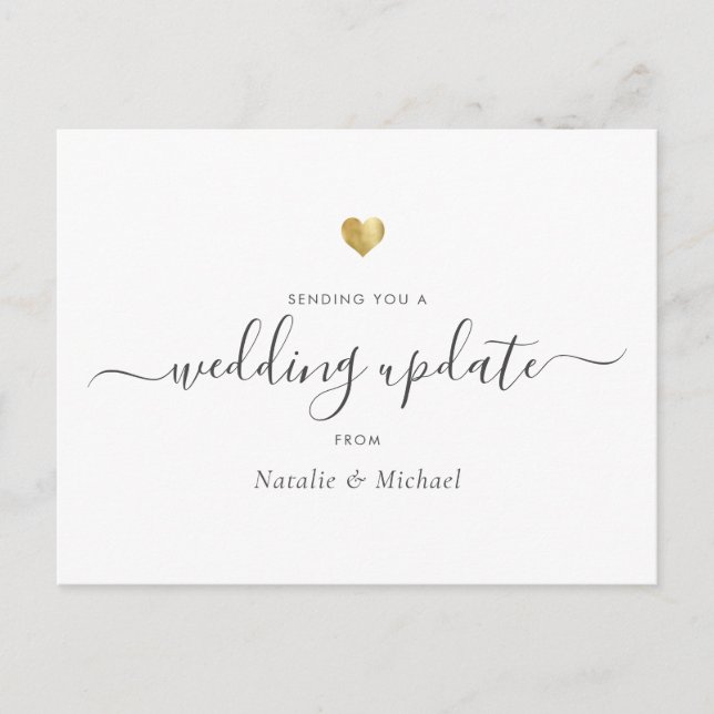 Postal Actualización boda Postpont Elegant Script Gold He (Anverso)