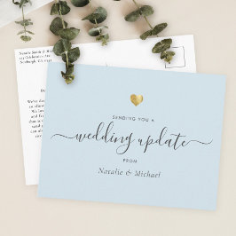 Postal Actualización de boda Elegant Script Gold Light Bl