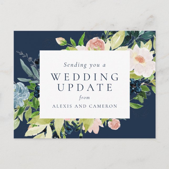 Postal actualización de boda marina floral (Anverso)