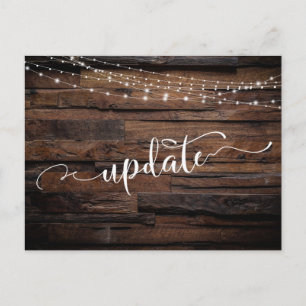 Postal Actualización de Boda postergada de Madera y Luces