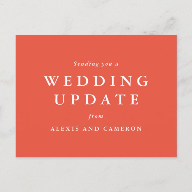 Postal actualización del boda cambiar la fecha de coral (Anverso)