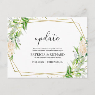 Postal Actualizar elegante boda de vegetación nueva fecha