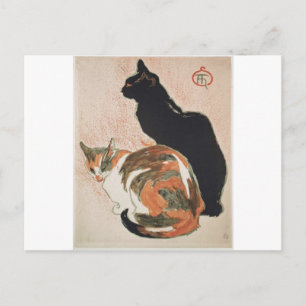 Postal Acuarela - 2 gatos - Théophile Alexandre Steinlen