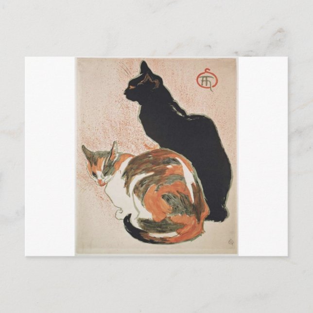 Postal Acuarela - 2 gatos - Théophile Alexandre Steinlen (Anverso)