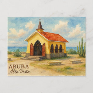 Postal Acuarela Alto Vista Aruba