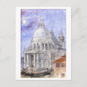 Postal Acuarela antigua de Santa Maria Della Salute