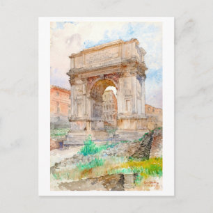 Postal Acuarela antigua del Arco de Tito en Roma, Italia