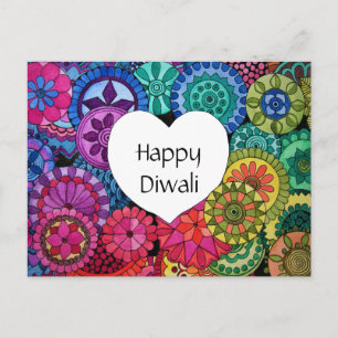 Postal Acuarela Arcoiris Mandala con corazón