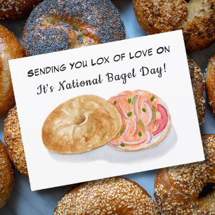 Postal Acuarela Bagels Smoke Salmon National Bagel Day