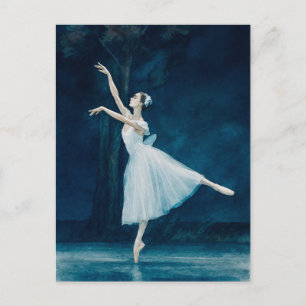 Postal acuarela Ballerina Ballet Giselle