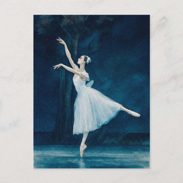 Postal acuarela Ballerina Ballet Giselle (Anverso)