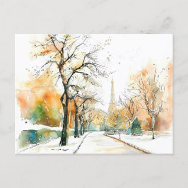 Postal Acuarela Berlín Funkturm Otoño