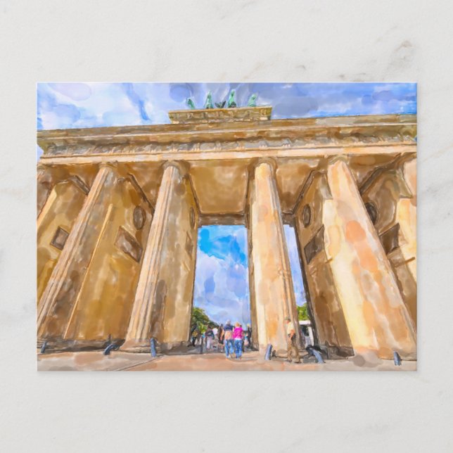 Postal Acuarela Berlín. Puerta de Brandeburgo. (Anverso)