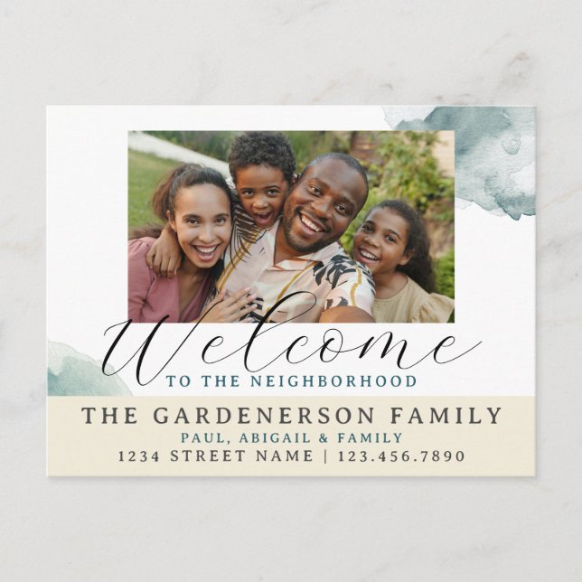 Postal Acuarela Bienvenido al Barrio  (Anverso)