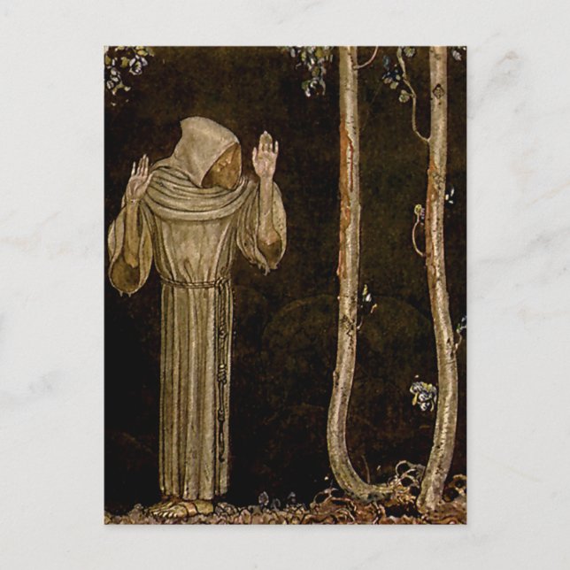 Postal Acuarela "Brother St Martin" de John Bauer (Anverso)