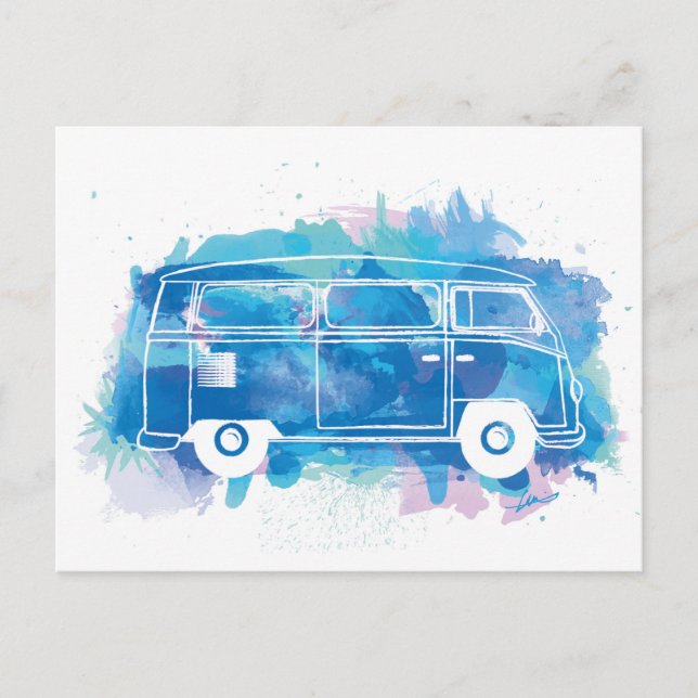 Postal Acuarela Camper Van (Anverso)