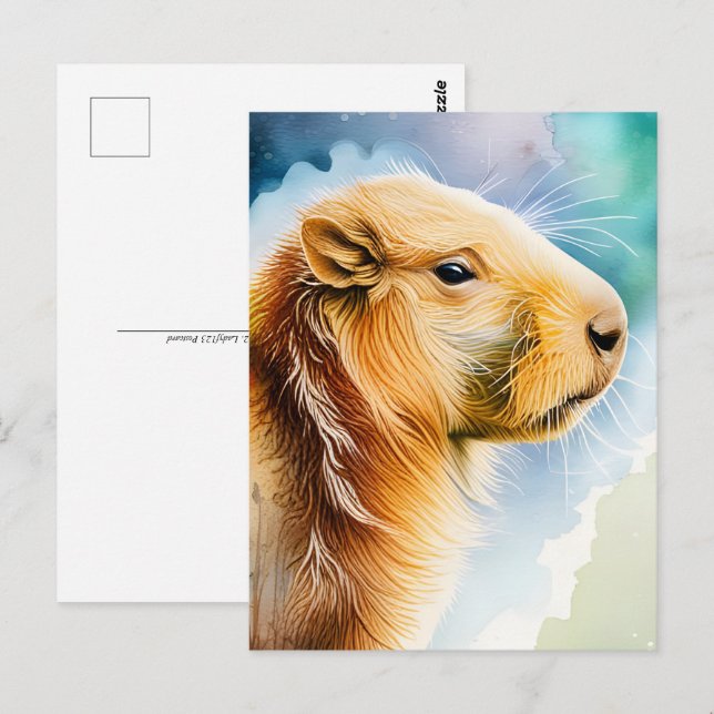 Postal Acuarela, Capibara, Posttravesía (Anverso / Reverso)