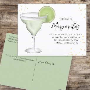 Postal Acuarela caprichosa Margarita Lime Calligraphy