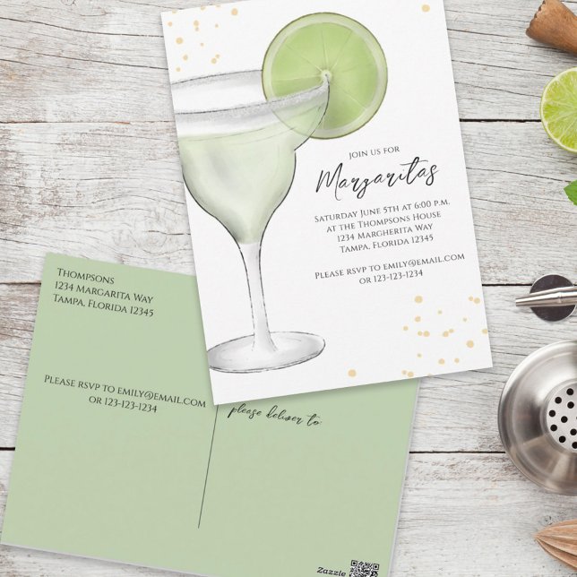 Postal Acuarela caprichosa Margarita Lime Calligraphy (Subido por el creador)