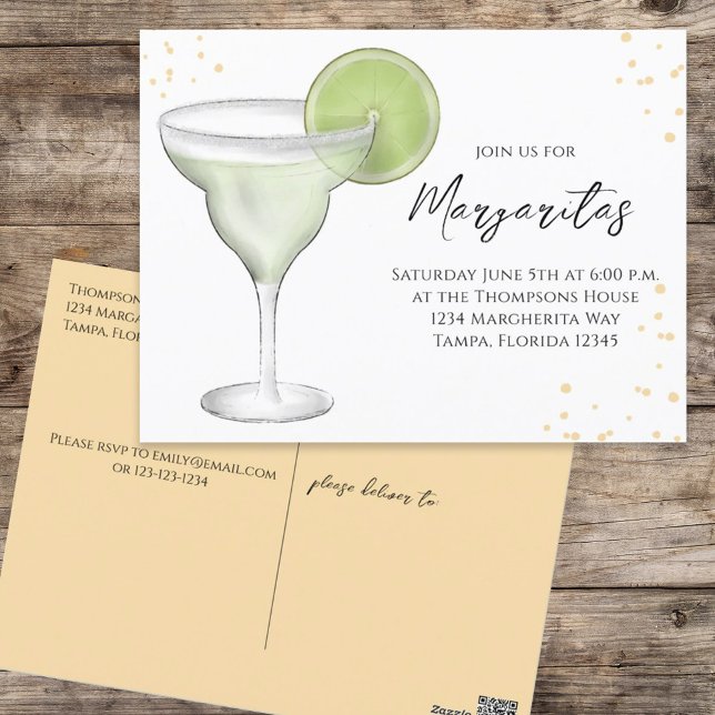 Postal Acuarela caprichosa Margarita Lime Calligraphy (Subido por el creador)