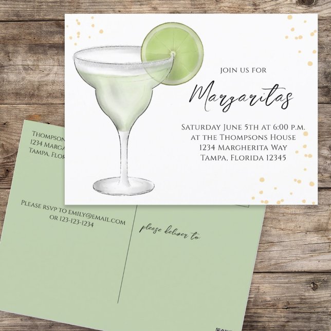 Postal Acuarela caprichosa Margarita Lime Calligraphy (Subido por el creador)