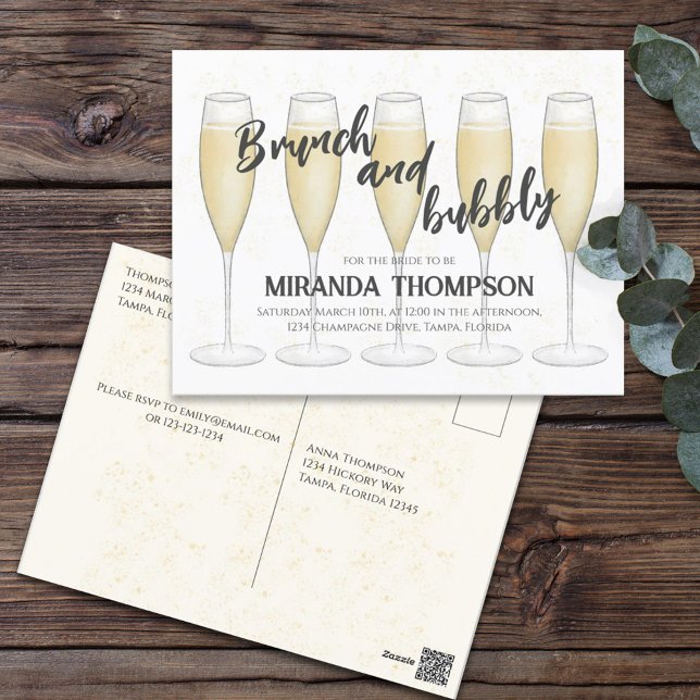 Postal Acuarela Champagne Bridal Shower Guest Bebe (Subido por el creador)