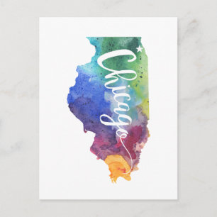 Postal Acuarela Chicago